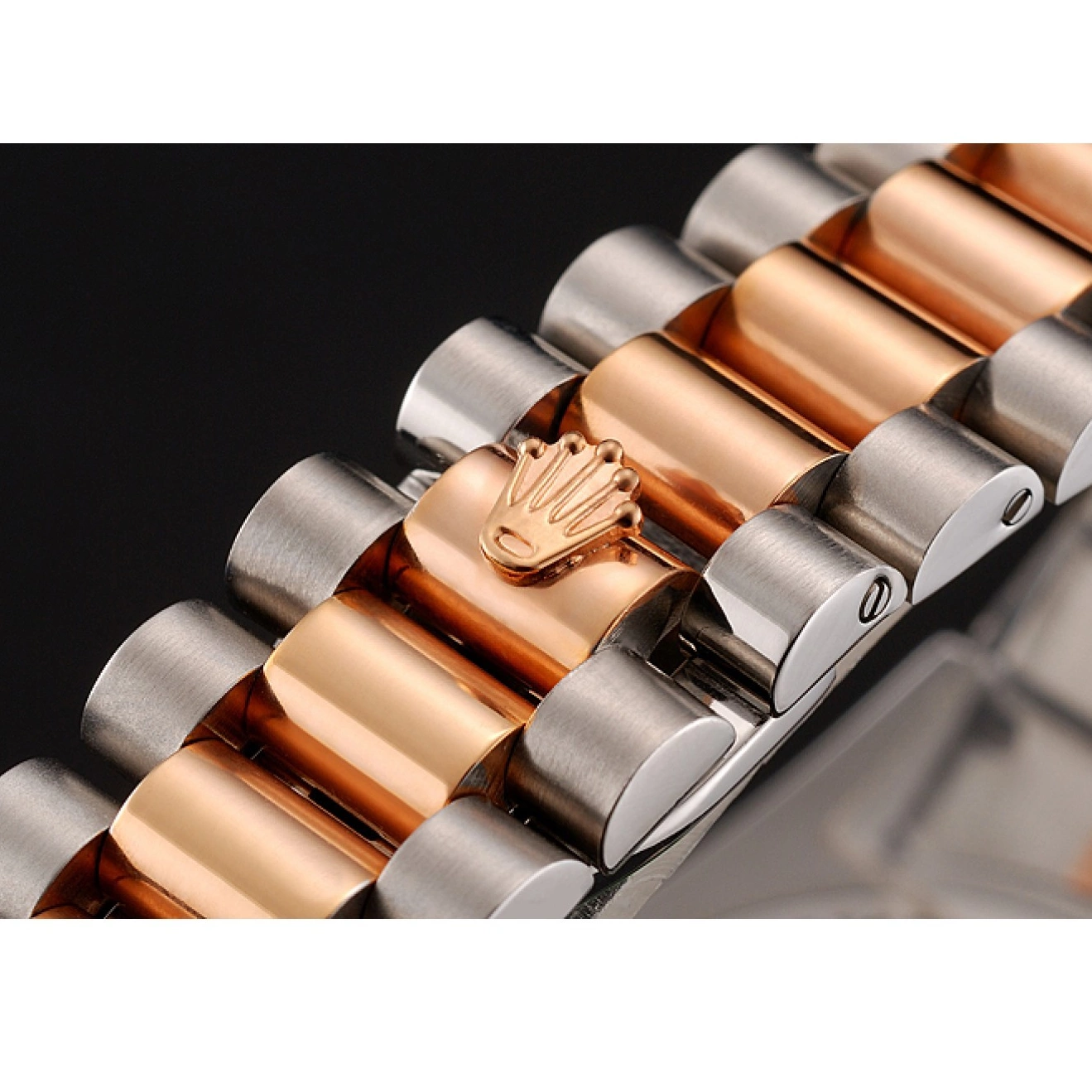 Aaa replica watch Rose Steel And Staineless Swiss Diamonds Bezel Rolex Day-Date Bracelet Gold 1454107 0803